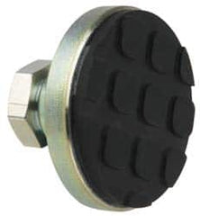 Gibraltar - 317 kg Capacity, M12 Thread, 28.5mm OAL, Steel Stud, Tapped Pivotal Socket Mount Leveling Pad - 47.6mm Base Diam, Rubber Pad, 19mm Hex - Exact Tooling