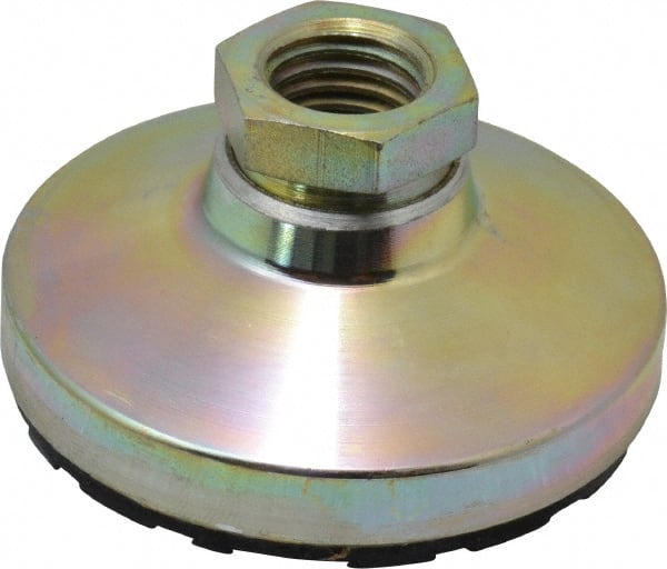 Gibraltar - 544 kg Capacity, M16 Thread, 31.7mm OAL, Steel Stud, Tapped Pivotal Socket Mount Leveling Pad - 63.5mm Base Diam, Rubber Pad, 22mm Hex - Exact Tooling