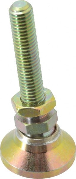 Gibraltar - M10 Bolt Thread, Studded Pivotal Stud Mount Leveling Pad & Mount - 1,701 Kg Capacity, 31.7mm Base Diam, 51mm Thread Length - Exact Tooling