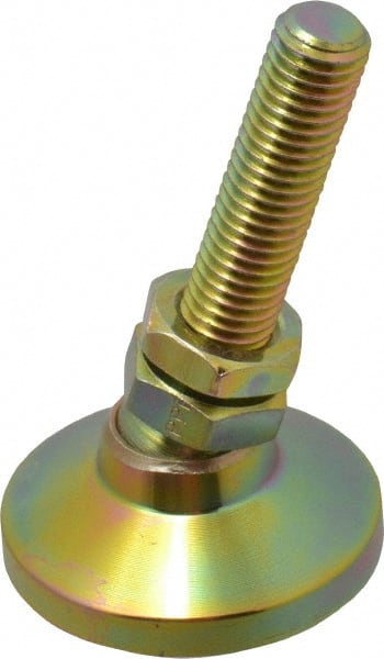 Gibraltar - M12 Bolt Thread, Studded Pivotal Stud Mount Leveling Pad & Mount - 2,268 Kg Capacity, 47.6mm Base Diam, 51mm Thread Length - Exact Tooling