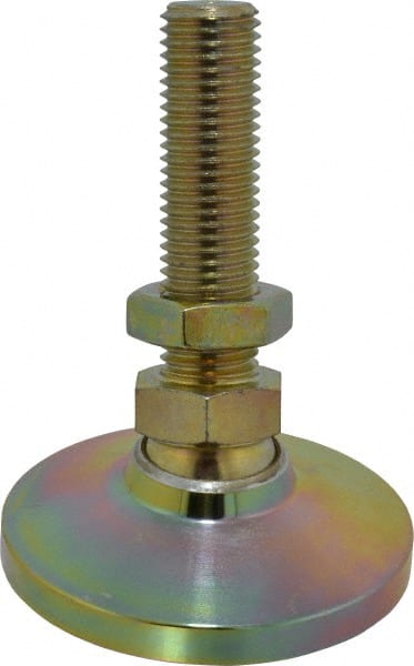 Gibraltar - M24 Bolt Thread, Studded Pivotal Stud Mount Leveling Pad & Mount - 9,072 Kg Capacity, 101mm Base Diam, 89mm Thread Length - Exact Tooling