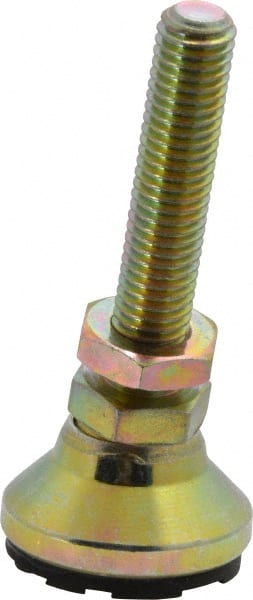 Gibraltar - M10 Bolt Thread, Studded Pivotal Stud Mount Leveling Pad & Mount - 136 Kg Capacity, 31.7mm Base Diam, 51mm Thread Length - Exact Tooling