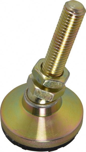 Gibraltar - M12 Bolt Thread, Studded Pivotal Stud Mount Leveling Pad & Mount - 317 Kg Capacity, 47.6mm Base Diam, 51mm Thread Length - Exact Tooling