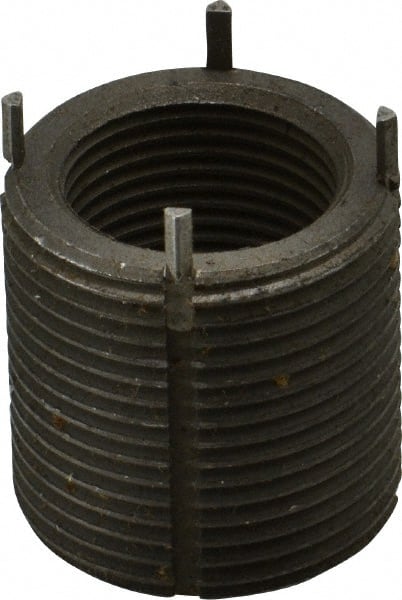 Recoil - 1-14 Internal, 1-3/8 - 12 External, 1-3/8" Insert Length, Heavy Duty Keylocking Thread Inserts - Carbon Steel, Passivated Finish, Grade 303 - Exact Tooling