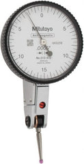 Mitutoyo - 0.03 Inch Range, 0.0005 Inch Dial Graduation, Horizontal Dial Test Indicator - 1.54 Inch White Dial, 0-15-0 Dial Reading, Accurate to 0.0005 Inch - Exact Tooling