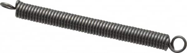 Made in USA - 1/8" OD, 4.76 Lb Max Load, 2.05" Max Ext Len, 0.023" Wire Diam Spring - 7.1 Lb/In Rating, 0.92 Lb Init Tension, 1-1/2" Free Length - Exact Tooling