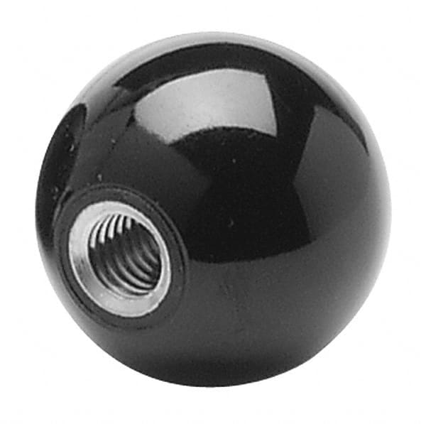 Gibraltar - M16x2 Thread, 1-15/16" Diam, 1-27/32" High, Female Insert Ball Knob - Red, Phenolic, Smooth Grip, 21mm Hole Depth - Exact Tooling