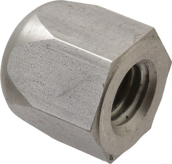 Morton Machine Works - 1/2-13" UNC, 7/8" Width Across Flats, Uncoated, Stainless Steel Acorn Nut - 15/16" Overall Height, Grade 303, TCMAI - Exact Tooling