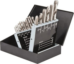 Interstate - #33, #29, #25, #21, #3 Drill, I to Q Drill, #6-40 to 1/2-20 Tap, Hand Tap and Drill Set - Bright Finish High Speed Steel Drills, Bright Finish High Speed Steel Taps, Plug Chamfer, 18 Piece Set - Exact Tooling