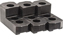 H & R Manufacturing - 12" Max Chuck Diam Compatibility, Case Hardened Steel 1.5mm x 60° Serrated Hard Lathe Top Jaws - 1 Step, 0.827" Groove Width, 2" Wide x 4-7/8" Long x 2-15/32" High - Exact Tooling