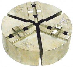 H & R Manufacturing - 8" Chuck Capacity, Tongue & Groove Attachment, Round Soft Lathe Chuck Jaw - 3 Jaws, Aluminum, 1-3/4" Btw Mount Hole Ctrs, 4" Long x 8" Wide x 2" High, 5/16" Groove - Exact Tooling