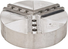 H & R Manufacturing - 8" Chuck Capacity, 1.5mm x 60° Serrated Attachment, Round Soft Lathe Chuck Jaw - 3 Jaws, Aluminum, 1" Btw Mount Hole Ctrs, 4" Long x 8" Wide x 2" High, 0.551" Groove, 12mm Fastener - Exact Tooling