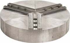 H & R Manufacturing - 11" Chuck Capacity, 1.5mm x 60° Serrated Attachment, Round Soft Lathe Chuck Jaw - 3 Jaws, Aluminum, 1.181" Btw Mount Hole Ctrs, 5" Long x 10" Wide x 2" High, 0.63" Groove, 12mm Fastener - Exact Tooling
