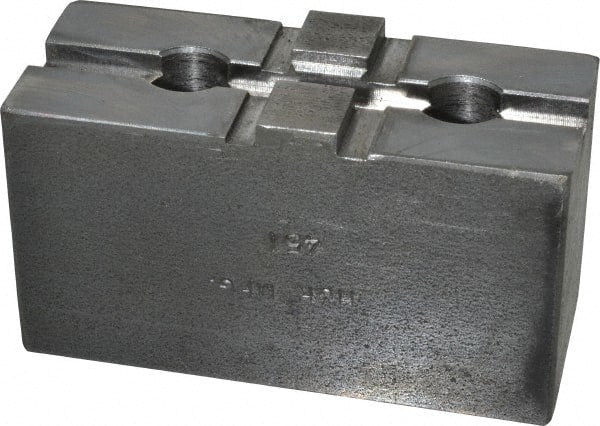 H & R Manufacturing - 8" Chuck Capacity, Tongue & Groove Attachment, Square Soft Lathe Chuck Jaw - Steel, 1-3/4" Btw Mount Hole Ctrs, 3-1/2" Long x 1-1/2" Wide x 1-7/8" High, 5/16" Groove - Exact Tooling