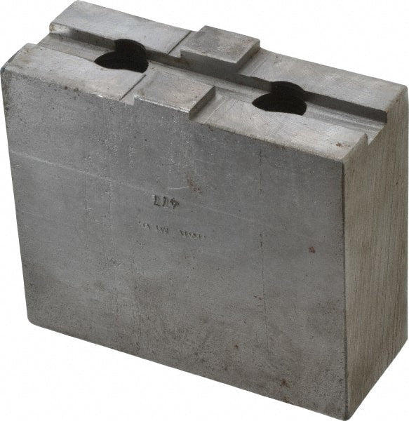 H & R Manufacturing - 10" Chuck Capacity, Tongue & Groove Attachment, Square Soft Lathe Chuck Jaw - Steel, 2.12" Btw Mount Hole Ctrs, 4-1/2" Long x 1-3/4" Wide x 3-7/8" High, 1/2" Groove - Exact Tooling