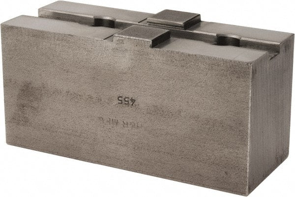 H & R Manufacturing - 12" Chuck Capacity, Tongue & Groove Attachment, Square Soft Lathe Chuck Jaw - Steel, 2-1/2" Btw Mount Hole Ctrs, 4-7/8" Long x 2" Wide x 2-3/8" High, 1/2" Groove - Exact Tooling