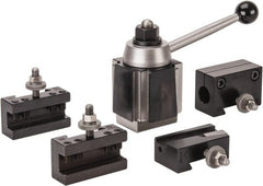Aloris - Series CA Tool Post Holder & Set for 14 to 20" Lathe Swing - 5 Piece, Includes Style 1 Turning/Facing Holder, Style 2 Boring/Turning/Facing Holder, Style 4D Heavy-Duty Boring Bar Holder, Style 7 Universal Parting Blade Holder, Tool Post - Exact Tooling