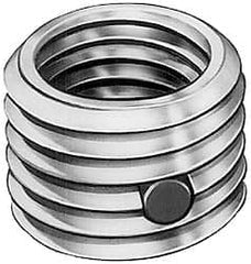Made in USA - 1-8 Internal, 1-3/8 - 12 External, UNC, 1-1/4" Insert Length, Thread Locking Repair Inserts - Carbon Steel, Zinc Plate Finish, Grade 303 - Exact Tooling