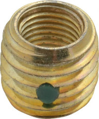 Made in USA - 3/8-24 Internal, 9/16-12 External, UNF, 33/64" Insert Length, Thread Locking Repair Inserts - Carbon Steel, Zinc Plate Finish, Grade 303 - Exact Tooling
