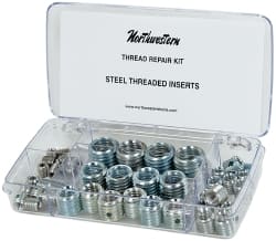 Made in USA - 44 Inserts, #10 - 3/4 Internal Thread, 3/8-16, 1-8 UNC, Steel, Thread Repair Kit - Exact Tooling