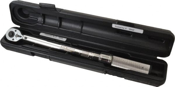 CDI - 3/8" Drive Micrometer Torque Wrench - 16.9 N/m to 132 N/m Torque, 16" OAL, 0.6 N/m Graduation, Ratcheting with Reverse Lever Head - Exact Tooling