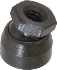TE-CO - 1/4-20, 5/8" Pad Diam, Uncoated Bottom, Steel Toggle Pad - 13/32 Depth, 5/8" OAL, 1/2" Width Across Flats, Black Oxide Coated, Grade 12L14, 10° Swivel Angle - Exact Tooling