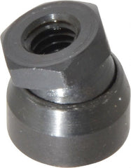 TE-CO - 5/16-18, 11/16" Pad Diam, Uncoated Bottom, Steel Toggle Pad - 7/16 Depth, 11/16" OAL, 9/16" Width Across Flats, Black Oxide Coated, Grade 12L14, 10° Swivel Angle - Exact Tooling
