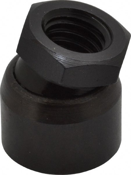TE-CO - 1/2-13, 7/8" Pad Diam, Uncoated Bottom, Steel Toggle Pad - 17/32 Depth, 1" OAL, 3/4" Width Across Flats, Black Oxide Coated, Grade 12L14, 10° Swivel Angle - Exact Tooling