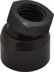 TE-CO - 1/2-13, 7/8" Pad Diam, Uncoated Bottom, Steel Toggle Pad - 17/32 Depth, 1" OAL, 3/4" Width Across Flats, Black Oxide Coated, Grade 12L14, 10° Swivel Angle - Exact Tooling