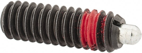 TE-CO - 1/4-20, 3/4" Thread Length, 1/8" Plunger Projection, Zinc Plated Steel Threaded Spring Plunger - Exact Tooling