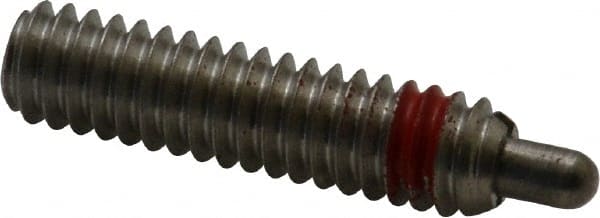 TE-CO - 1/4-20, 1" Thread Length, 3/16" Plunger Projection, Zinc Plated Stainless Steel Threaded Spring Plunger - Exact Tooling