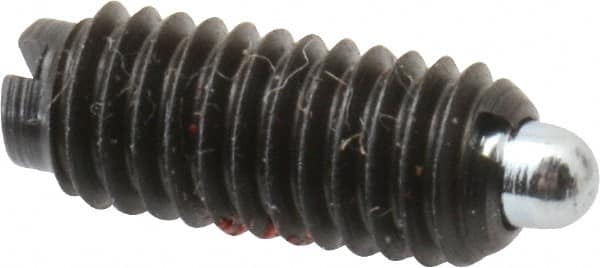 TE-CO - 10-32, 15/32" Thread Length, 0.065" Plunger Projection, Zinc Plated Steel Threaded Spring Plunger - Exact Tooling