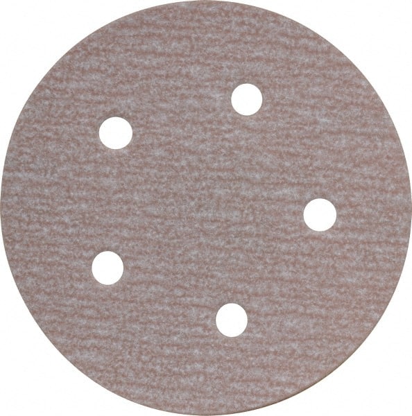 Norton - 5" Diam, 220 Grit, Aluminum Oxide Hook & Loop Disc - Very Fine Grade, Coated, B Weight Paper Backing, Series A275 - Exact Tooling