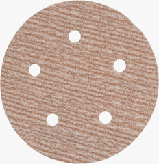 Norton - 5" Diam, 240 Grit, Aluminum Oxide Hook & Loop Disc - Very Fine Grade, Coated, B Weight Paper Backing, Series A275 - Exact Tooling
