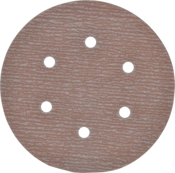 Norton - 6" Diam, 320 Grit, Aluminum Oxide Hook & Loop Disc - Extra Fine Grade, Coated, B Weight Paper Backing, Series A275 - Exact Tooling