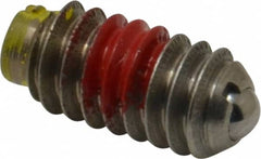 TE-CO - 1/4-20, 0.125" Ball Diam, 17/32" Body Length, 0.035" Max Ball Reach, Threaded Ball Plunger - Stainless Steel Body, Stainless Steel Ball, 4 Lb Initial End Force, 12 Lb Final End Force, Locking Element - Exact Tooling