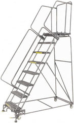 Ballymore - 113" 8 Step Ladder - 450 Lb Capacity, 80" Platform Height, 24" Base Width x 68" Depth, Heavy-Duty Serrated Grating - Exact Tooling