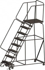 Ballymore - 113" 8 Step Ladder - 450 Lb Capacity, 80" Platform Height, 24" Base Width x 75" Depth, Expanded Metal Tread - Exact Tooling