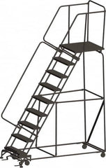 Ballymore - 123" 9 Step Ladder - 450 Lb Capacity, 90" Platform Height, 32" Base Width x 82" Depth, Heavy-Duty Serrated Grating - Exact Tooling