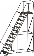 Ballymore - 153" 12 Step Ladder - 450 Lb Capacity, 120" Platform Height, 32" Base Width x 101" Depth, Heavy-Duty Serrated Grating - Exact Tooling