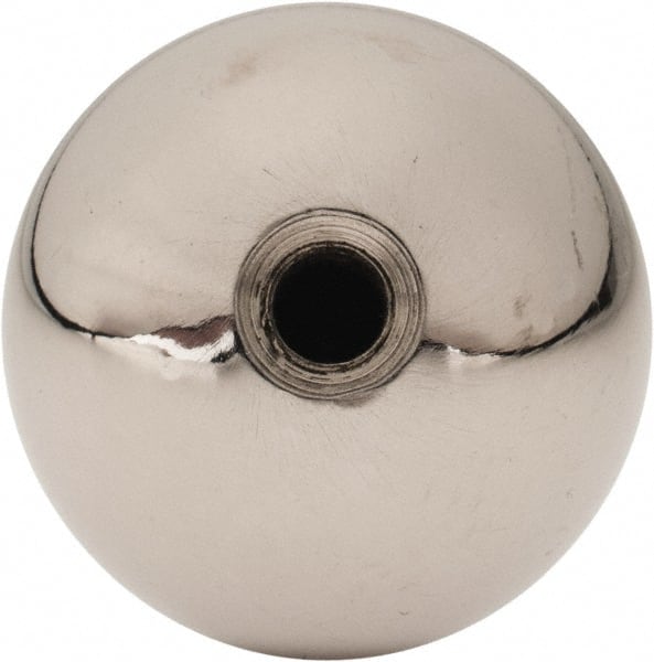 Gibraltar - 1/4-28 Thread, 1.38" Diam, Threaded Hole Ball Knob - Natural, Steel, Smooth Grip, 5/8" Hole Depth - Exact Tooling