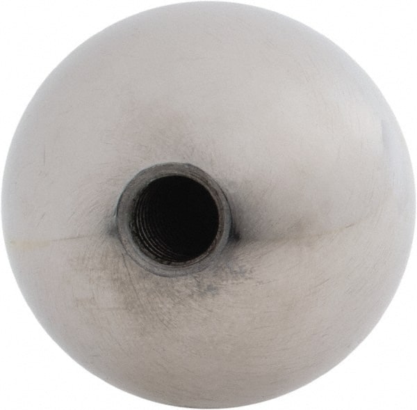Gibraltar - 5/16-18 Thread, 1.38" Diam, Threaded Hole Ball Knob - Natural, Steel, Smooth Grip, 5/8" Hole Depth - Exact Tooling
