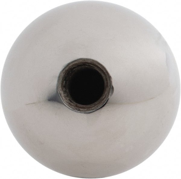 Gibraltar - 5/16-24 Thread, 1.38" Diam, Threaded Hole Ball Knob - Natural, Steel, Smooth Grip, 5/8" Hole Depth - Exact Tooling