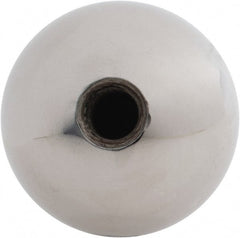 Gibraltar - 5/16-24 Thread, 1.38" Diam, Threaded Hole Ball Knob - Natural, Steel, Smooth Grip, 5/8" Hole Depth - Exact Tooling