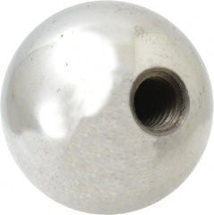 Gibraltar - 3/8-16 Thread, 1.38" Diam, Threaded Hole Ball Knob - Natural, Steel, Smooth Grip, 5/8" Hole Depth - Exact Tooling