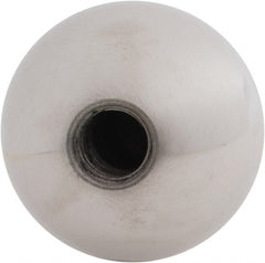 Gibraltar - 3/8-24 Thread, 1.38" Diam, Threaded Hole Ball Knob - Natural, Steel, Smooth Grip, 5/8" Hole Depth - Exact Tooling