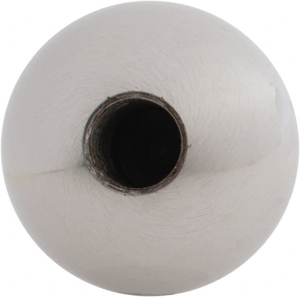 Gibraltar - 7/16-20 Thread, 1.38" Diam, Threaded Hole Ball Knob - Natural, Steel, Smooth Grip, 5/8" Hole Depth - Exact Tooling