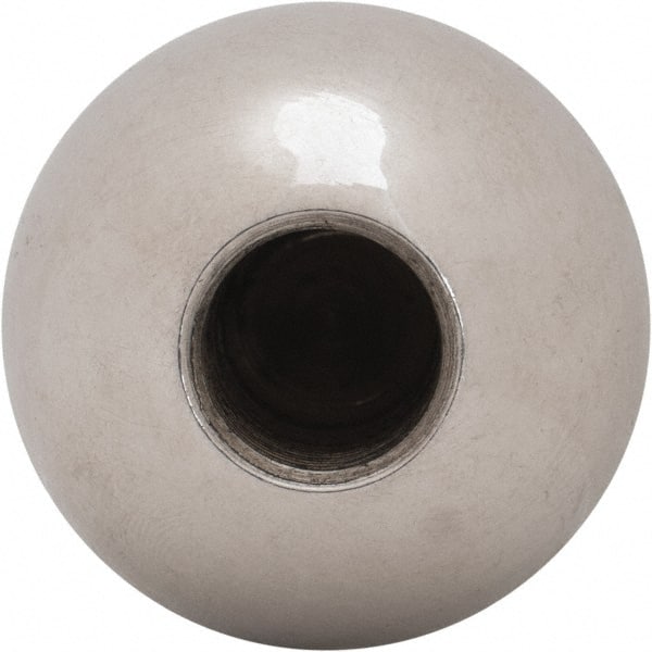 Gibraltar - 1/2-20 Thread, 1.38" Diam, Threaded Hole Ball Knob - Natural, Steel, Smooth Grip, 5/8" Hole Depth - Exact Tooling