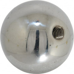 Gibraltar - 3/8-16 Thread, 1.88" Diam, Threaded Hole Ball Knob - Natural, Steel, Smooth Grip, 3/4" Hole Depth - Exact Tooling