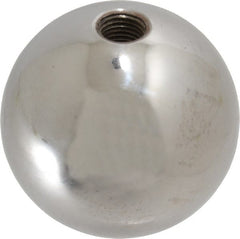 Gibraltar - 3/8-24 Thread, 1.88" Diam, Threaded Hole Ball Knob - Natural, Steel, Smooth Grip, 3/4" Hole Depth - Exact Tooling